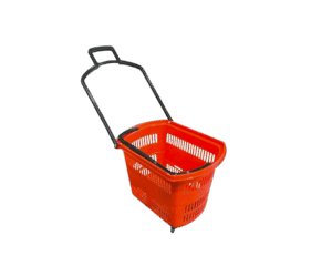 shopping basket with wheels, rolling hand basket red and black