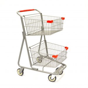 Small double basket metal shopping carts