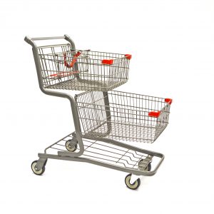 Large double basket metal shopping carts